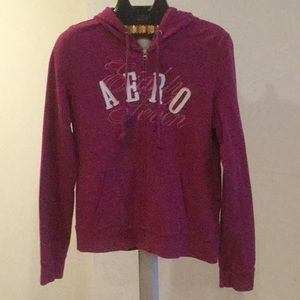 Aeropostale Dark Maroon Distressed Logo Hoodie
